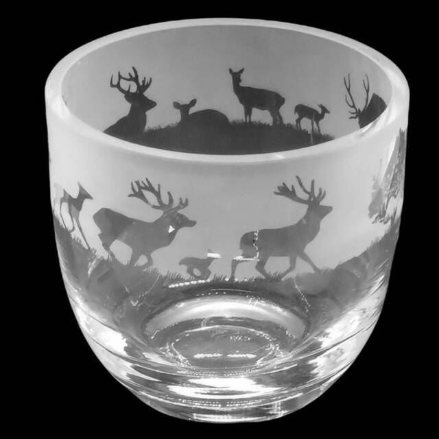 Stag Candleholder Crystal Glass Candle Holder With Stag & Deer Frieze Design - Perfect For Ball Or Church Pillar Candle - image 1