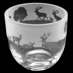 Stag Candleholder Crystal Glass Candle Holder With Stag & Deer Frieze Design - Perfect For Ball Or Church Pillar Candle - thumbnail 3