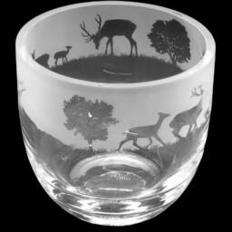 Stag Candleholder Crystal Glass Candle Holder With Stag & Deer Frieze Design - Perfect For Ball Or Church Pillar Candle - thumbnail 2