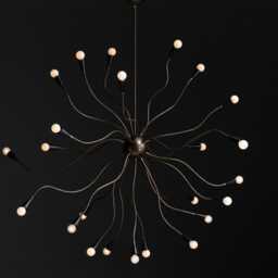 1950S Mid-Century Modern Sputnik Medusa Chandelier - Italian Brass Art Deco Light - thumbnail 2