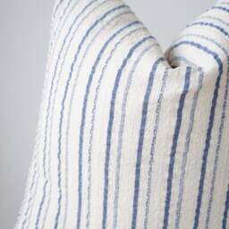 White Cream Indigo Striped Pillow Cover - thumbnail 3