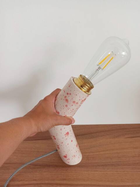 Handmade Ceramic/stoneware Lamp. Glazed in White & Pink - image 1