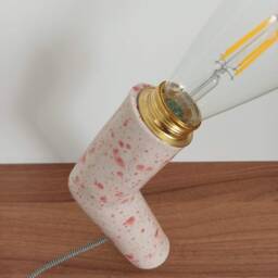 Handmade Ceramic/stoneware Lamp. Glazed in White & Pink - thumbnail 4