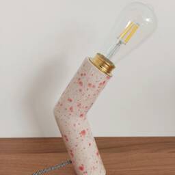 Handmade Ceramic/stoneware Lamp. Glazed in White & Pink - thumbnail 2