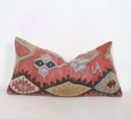 Lumbar Pillow Kilim Cover Kilim , Cojin Lana De Anatolia , Unico K3 30x60 cm , 12x24Inc, Home Decor , Decorative Pillow - thumbnail 1