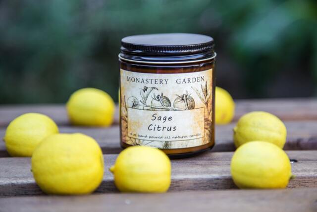 Scented Sage Citrus Natural Soy Candle, Perfect Gift For Vegan, All California Amber Jar Candles - image 1