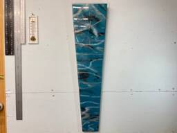 70cm Long Narrow Turquoise Black & Grey Abstract Resin Wall Clock, Modern Unusual Home Decor