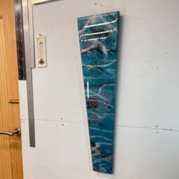 70cm Long Narrow Turquoise Black & Grey Abstract Resin Wall Clock, Modern Unusual Home Decor - thumbnail 2