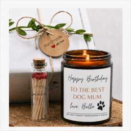 Dog Mum Birthday Candle Gift Funny Personalised For Owner Custom Present Dad Lover Paw Prints Print Name
