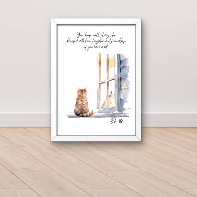 Cat Gifts, & Owner Lovers Gift, Personalised Mum Pet Prints, Portrait, Custom Print - image 1
