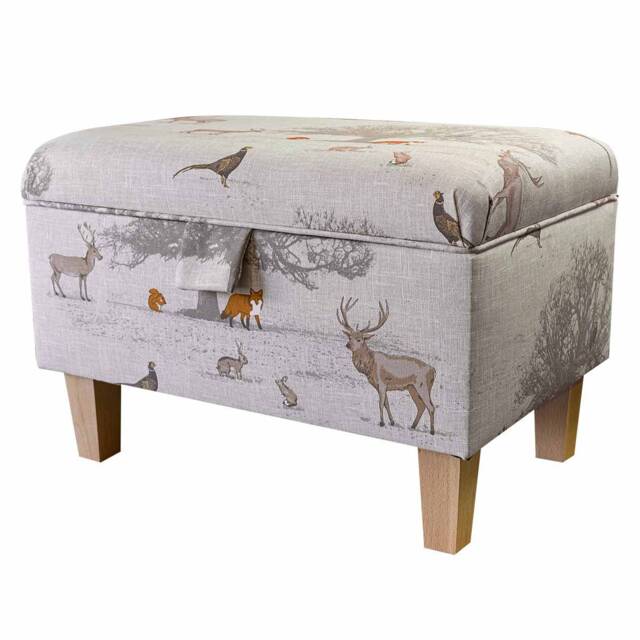 Handmade Tatton Wildlife Storage Ottoman - Animal Nature Fabric Bespoke British Made - image 1