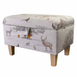 Handmade Tatton Wildlife Storage Ottoman - Animal Nature Fabric Bespoke British Made - thumbnail 1