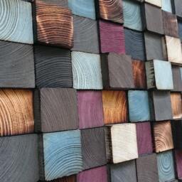 Reclaimed Wood Wall Art - Blue Grey Brown Mosaic - thumbnail 4