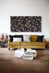 Reclaimed Wood Wall Art - Blue Grey Brown Mosaic - thumbnail 1