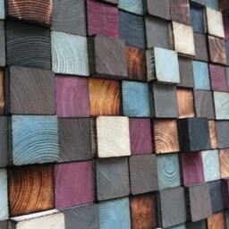 Reclaimed Wood Wall Art - Blue Grey Brown Mosaic - thumbnail 2
