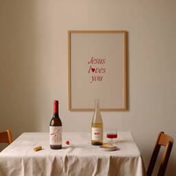 Modern Jesus Loves You Minimalist Heart Poster For Christian Home Decor, Printed & Shipped, Aesthetic Scripture Decor, Wall Art - thumbnail 3