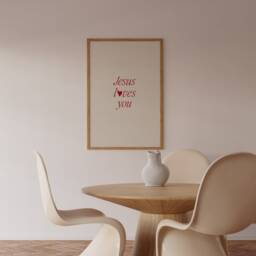 Modern Jesus Loves You Minimalist Heart Poster For Christian Home Decor, Printed & Shipped, Aesthetic Scripture Decor, Wall Art - thumbnail 2