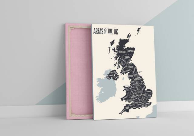 Map Of The UK Great Britain Educational Large Canvas Art Print Gift A0 A1 A2 A3 A4 - image 1