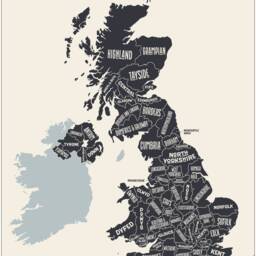 Map Of The UK Great Britain Educational Large Canvas Art Print Gift A0 A1 A2 A3 A4 - thumbnail 2