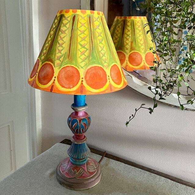 Bloomsbury Lampshade, Bohemian Interiors, Duncan Grant, Hand Painted Bespoke Lighting, Vanessa Bell Lampshade. Omega Interiors - image 1