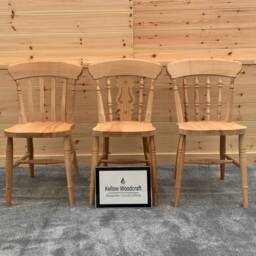 2 X Beech Slat Back Dining Chairs, Hand Painted Or Oiled Farmhouse Kitchen Seating - thumbnail 2