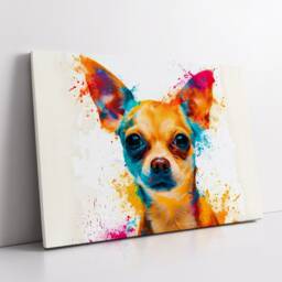 Chihuahua Abstract Paint Splash Pet Modern Painting Wall Art, Framed Canvas Poster Print, Home Kitchen Office Room Decor, Gifts - thumbnail 2