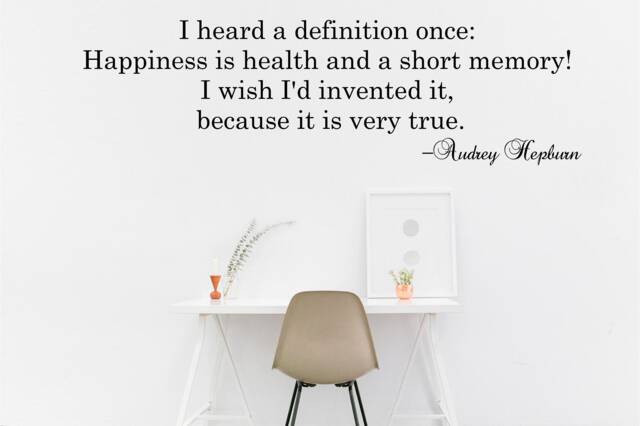 Happiness Is Health, Audrey Hepburn - 0148 Wall Art Decal, Transfer, Mural, Sticker, 75 Colours, 5 Sizes, Interior Or Exterior Use - image 1