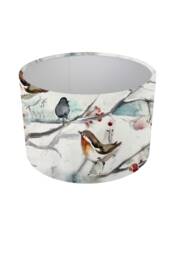 Voyage Maison Snowy Song Bird Drum Lampshade Ceiling Light/Table Lamp Pendant, Robin, Floral Watercolour Flowers Multicoloured - thumbnail 1