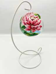 Hand Painted Water Lily Tealight Holder, Frog Ornament Stand/ July Birth Flower