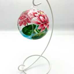Hand Painted Water Lily Tealight Holder, Frog Ornament Stand/ July Birth Flower - thumbnail 2