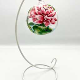 Hand Painted Water Lily Tealight Holder, Frog Ornament Stand/ July Birth Flower - thumbnail 4