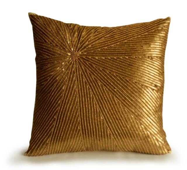 Gold Throw Pillow, Disco Pillow Cover, Euro Shams, Sequin Handmade Beaded Cover - image 1