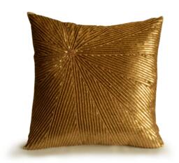 Gold Throw Pillow, Disco Pillow Cover, Euro Shams, Sequin Handmade Beaded Cover - thumbnail 1