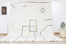 Moroccan Rug For Living Room - Boho Colorful Fluffy Carpet Soft Wool Shag Beni Ourain Style Genuine Lamb - thumbnail 1