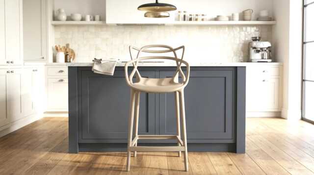 Beige Breakfast Bar Stool Masters Style Kitchen Counter Stools Pub Outdoor Cafe Plastic - image 1
