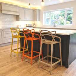 Beige Breakfast Bar Stool Masters Style Kitchen Counter Stools Pub Outdoor Cafe Plastic - thumbnail 3
