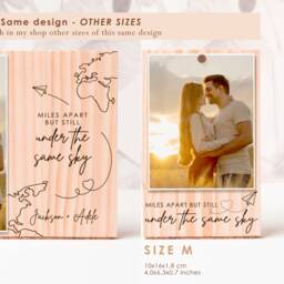 Personalized Long Distance Relationship Frame, Photo Gifts, Engraved Wood Gift To Couples, Picture Boyfriend - thumbnail 3