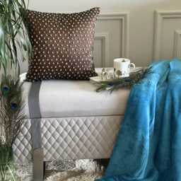 Brown Art Silk Sequin Embellished Abstract Pattern Modern Throw Pillow Cover - Persian Peacock - thumbnail 2