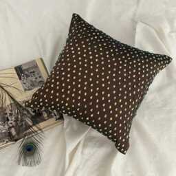 Brown Art Silk Sequin Embellished Abstract Pattern Modern Throw Pillow Cover - Persian Peacock - thumbnail 3