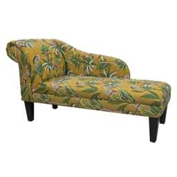 Tropical Jungle Chaise Longue - Mustard Yellow Monkey Print Sofa Upholstered Daybed British Handmade - thumbnail 2