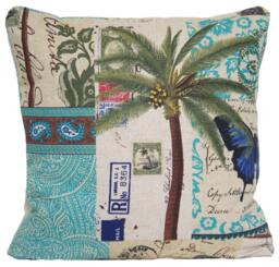 Tropical Cushion Cover Green Turquoise Decorative Throw Pillow Case Palm Tree Tokelau Island Reduced To Clear