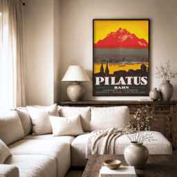 Mount Pilatus Poster Swiss Travel Print Vintage Lucerne Wall Art Mountain Landscape Decor - thumbnail 3