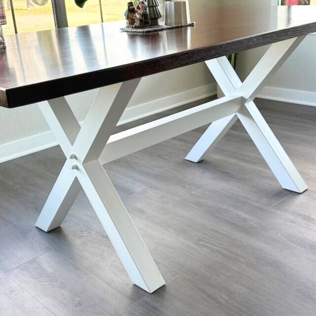Dining Table Base, Modern Farmhouse Kitchen Handmade Furniture Legs, Metal Desk Legs Xero 70.70 - image 1
