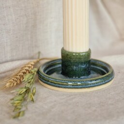 Dark Green Candlestick Set, Candle Gift Homeware, Boho Home Decor, Speckled Stick Holder - thumbnail 3