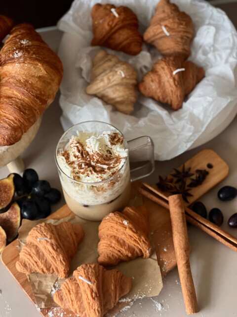Croissant Candle Autumn Cosy Soy Wax Pillar Candle - image 1