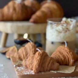 Croissant Candle Autumn Cosy Soy Wax Pillar Candle - thumbnail 3