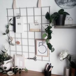 White Wire Wall Grid + Shelf, Free Clips, Mesh Memo Board, Notice Metal Grid, Noticeboard, Kitchen Memoboard, Moodboard, Clip - thumbnail 2