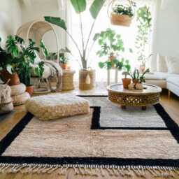 Moroccan Beige & Grey Berber Rug, Handwoven Wool Shag Rug With Geometric Shapes, Authentic Beni Ourain Style Carpet, Large 9x12 Area - thumbnail 3