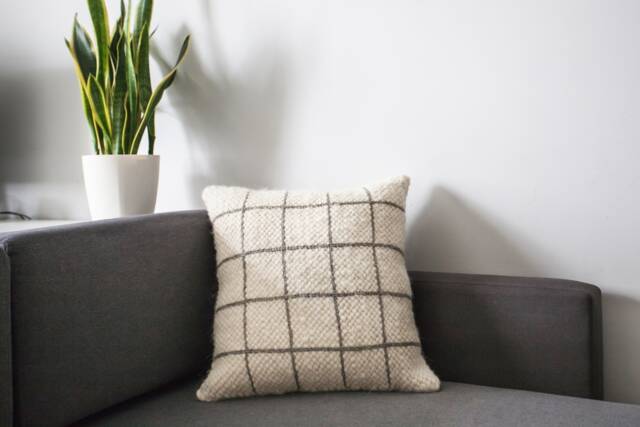 White Wool Throw Pillow Cover, Scandinavian Embroidered Sofa Cushion, Cozy Fall Gift For Her - image 1
