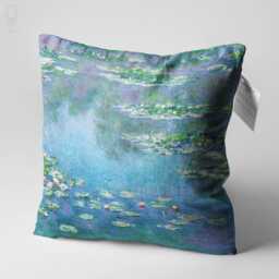 Monet Water Lilies Velvet Cushion Cover - Double Sided Art Pillow - thumbnail 2